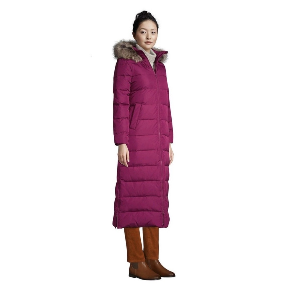 Lands' End Size Medium Women's Winter Coat Hooded Down Long Parka Maxi